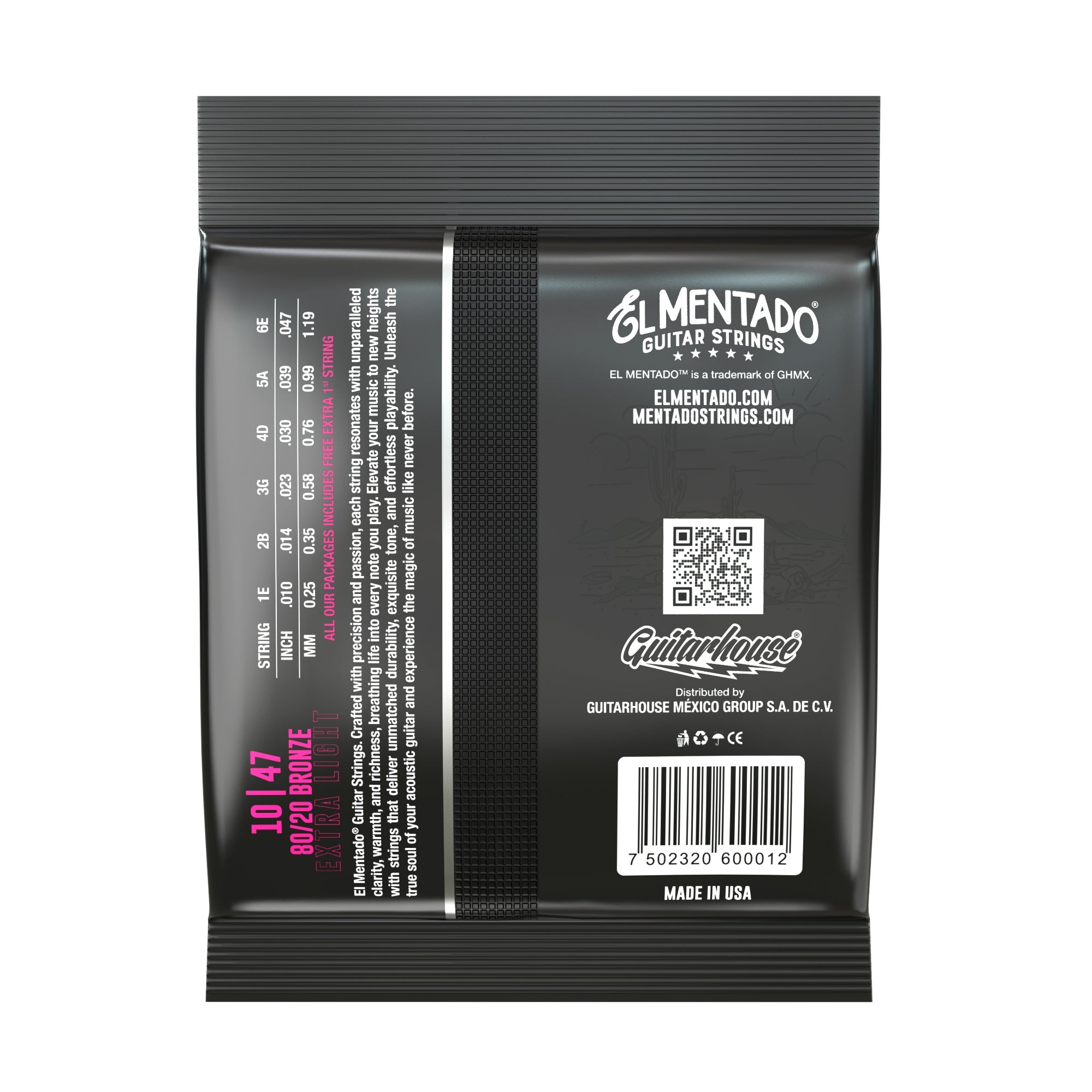 10|47 80/20 BRONZE : Docerola Guitar Strings (Pairs) 3-PACK | EL MENTADO™