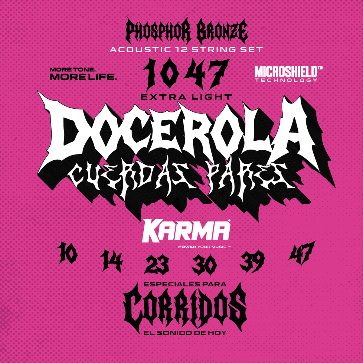 10|47 PHOSPHOR BRONZE : Docerola Guitar Strings (Pares) - Karma Guitars, Inc.