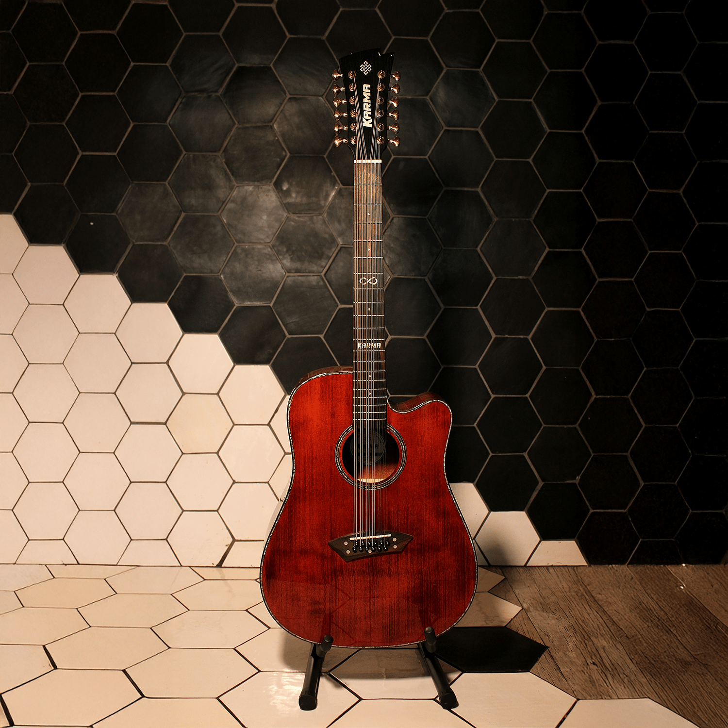 INFINITY 12 - BUR + ESTUCHE RÍGIDO | (Left - Handed) - Karma Guitars, Inc.