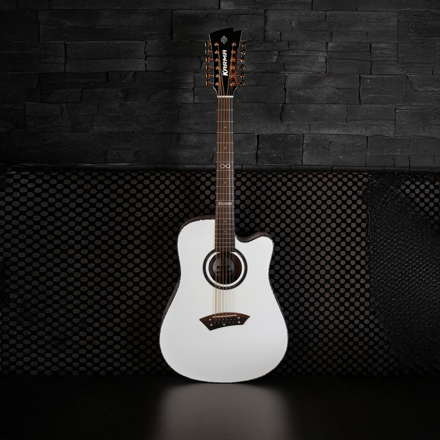 INFINITY 12 - WHI + ESTUCHE RÍGIDO | (Left - Handed) - Karma Guitars, Inc.