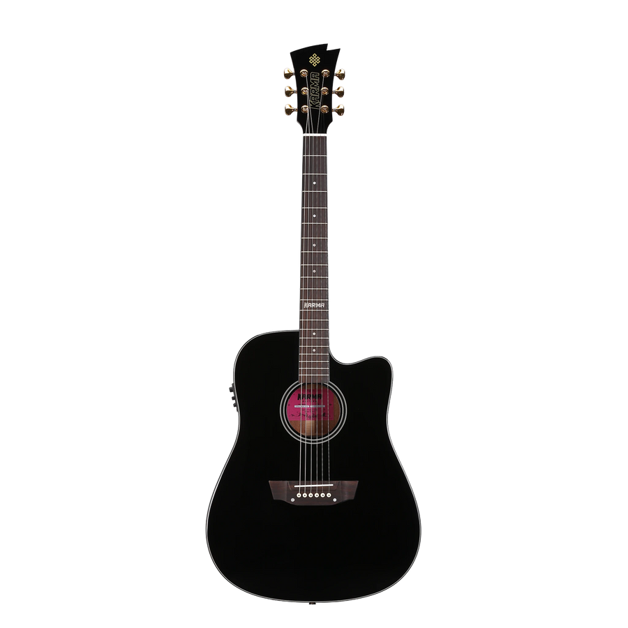 Guitarra Karma Lotus 6-BLK negra, tapa sólida (armonía)