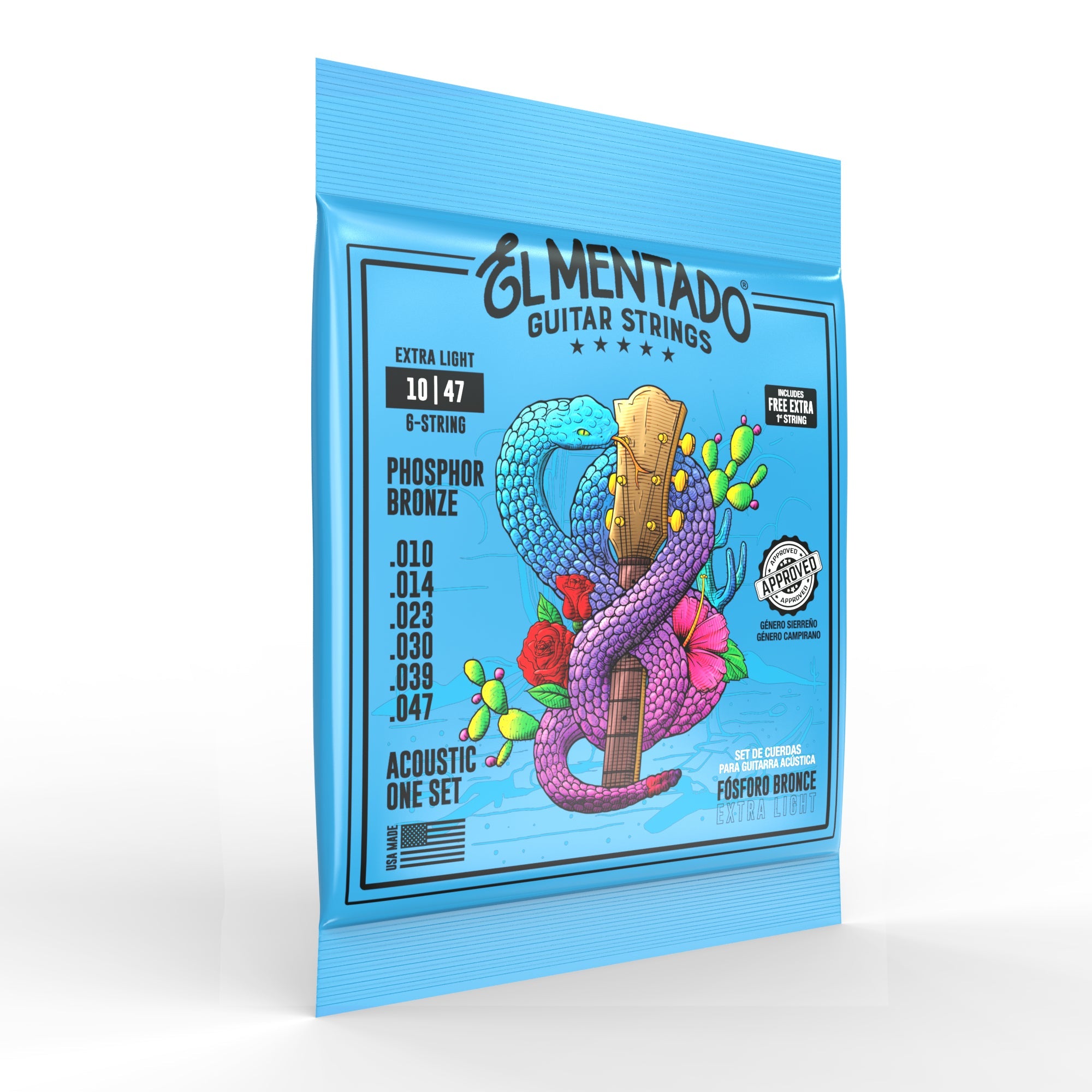 10|47 PHOSPHOR BRONZE : Acoustic Guitar Strings 6-PACK | EL MENTADO™