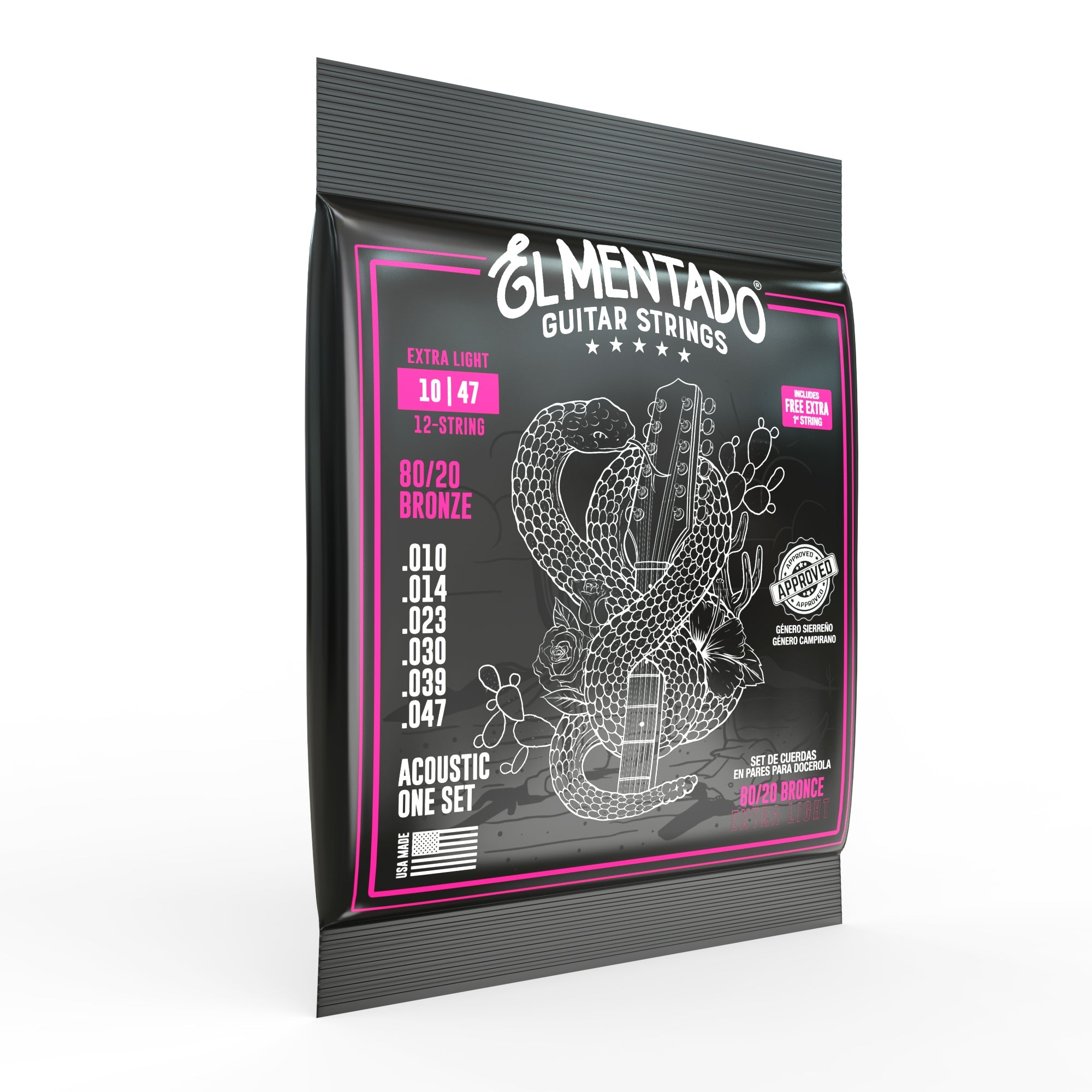 10|47 80/20 BRONZE : Docerola Guitar Strings (Pairs) 12-PACK | EL MENTADO™