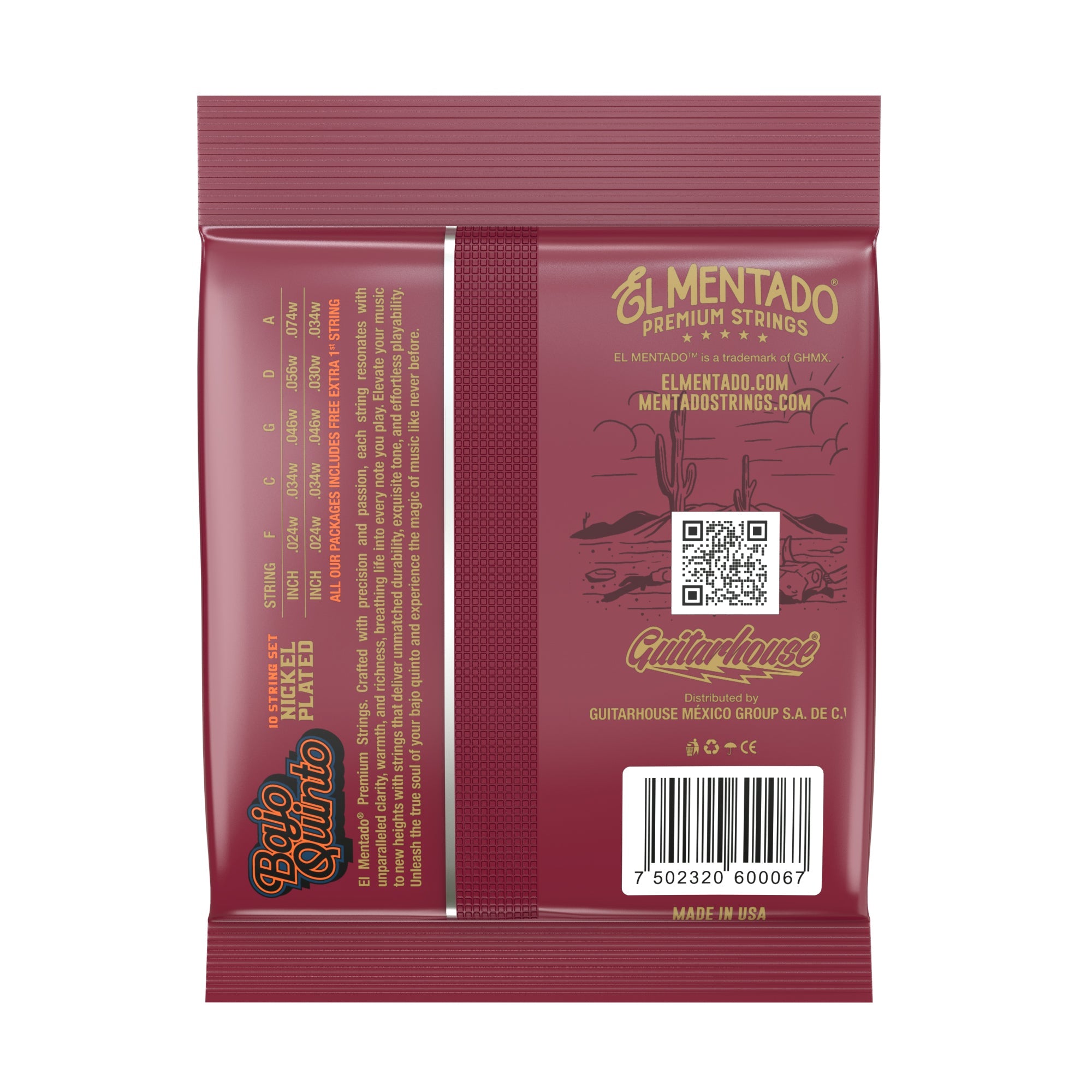 NÍQUEL PLATEADO : Cuerdas Para Bajo Quinto (Ball End) 12-PACK | EL MENTADO™