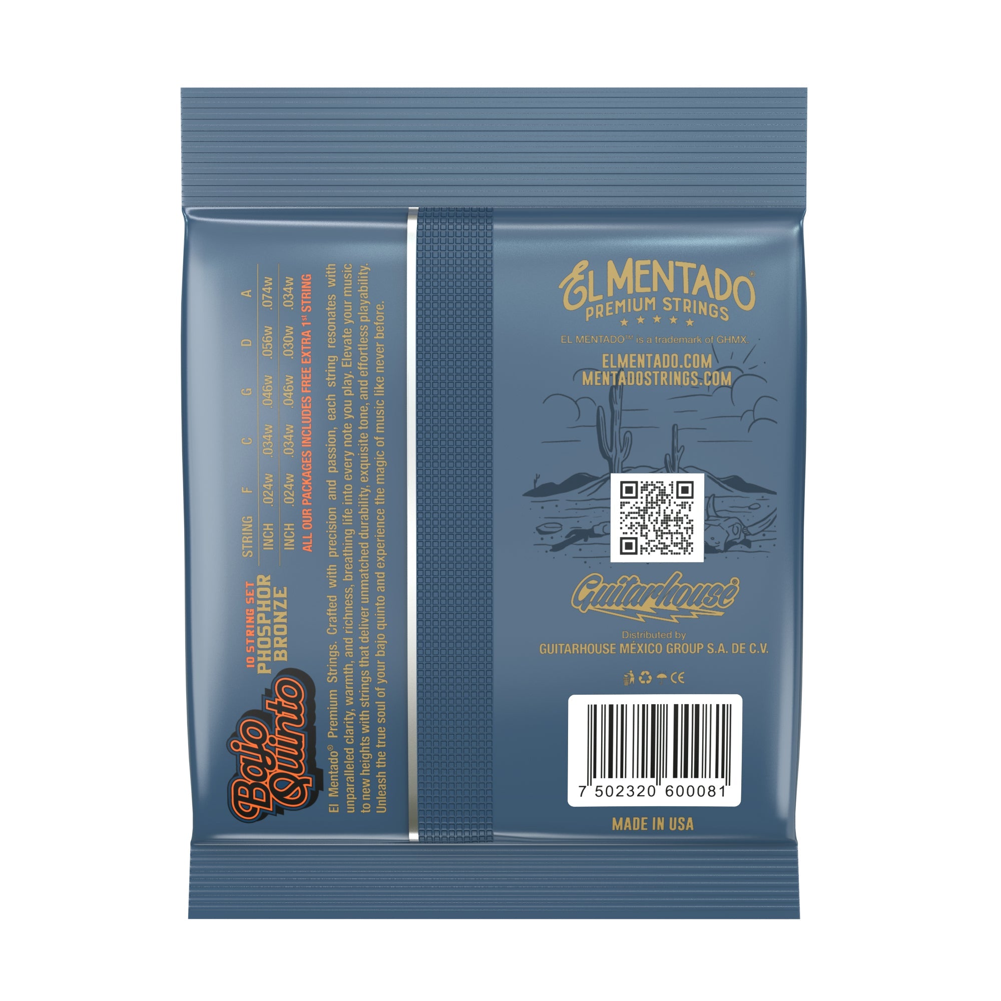 BRONCE FOSFORADO : Cuerdas Para Bajo Quinto (Ball End) 12-PACK | EL MENTADO™
