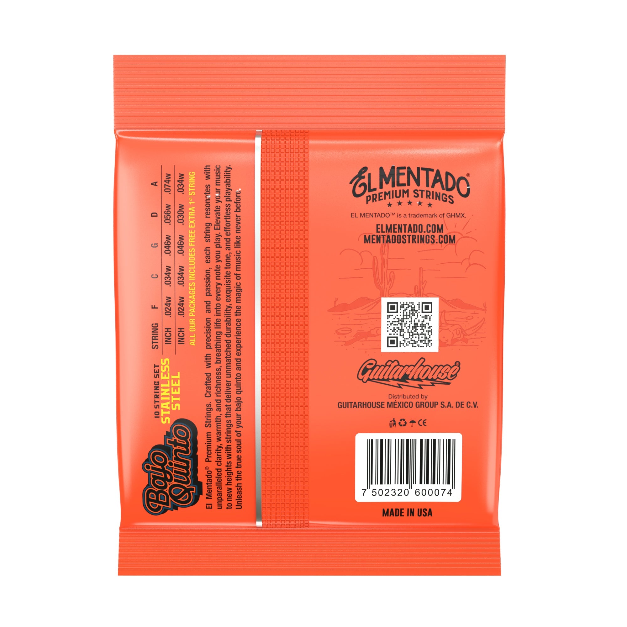 ACERO INOXIDABLE : Cuerdas Para Bajo Quinto (Ball End) 3-PACK | EL MENTADO™