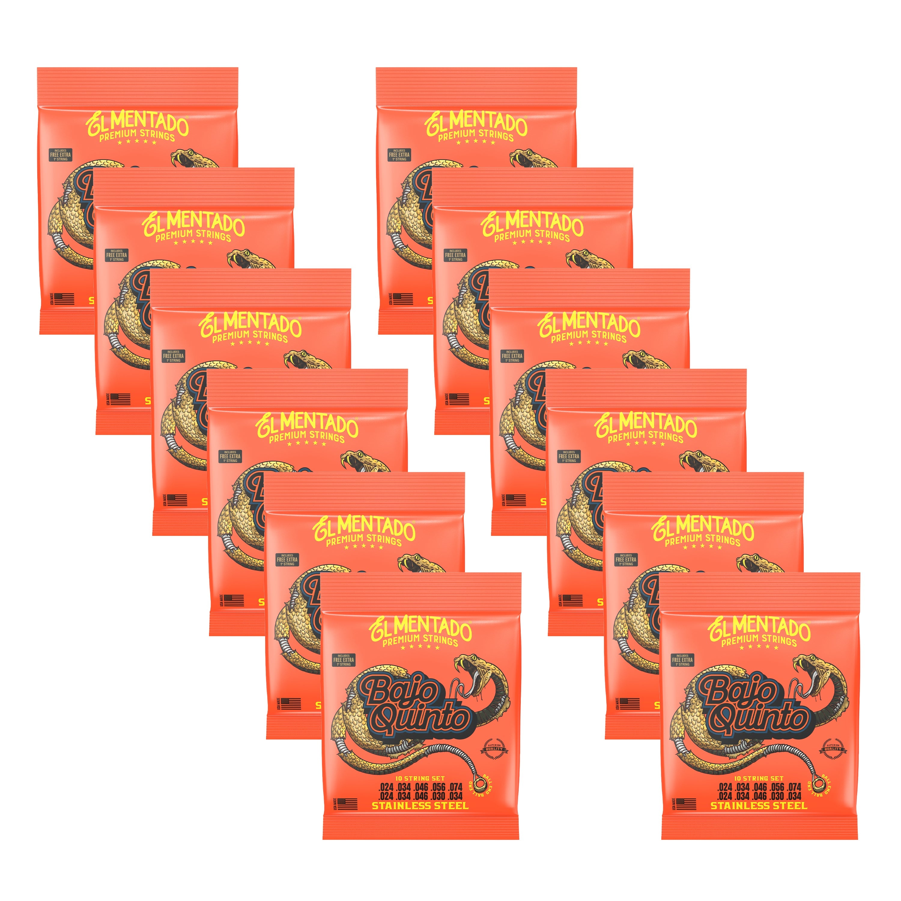 ACERO INOXIDABLE : Cuerdas Para Bajo Quinto (Ball End) 12-PACK | EL MENTADO™