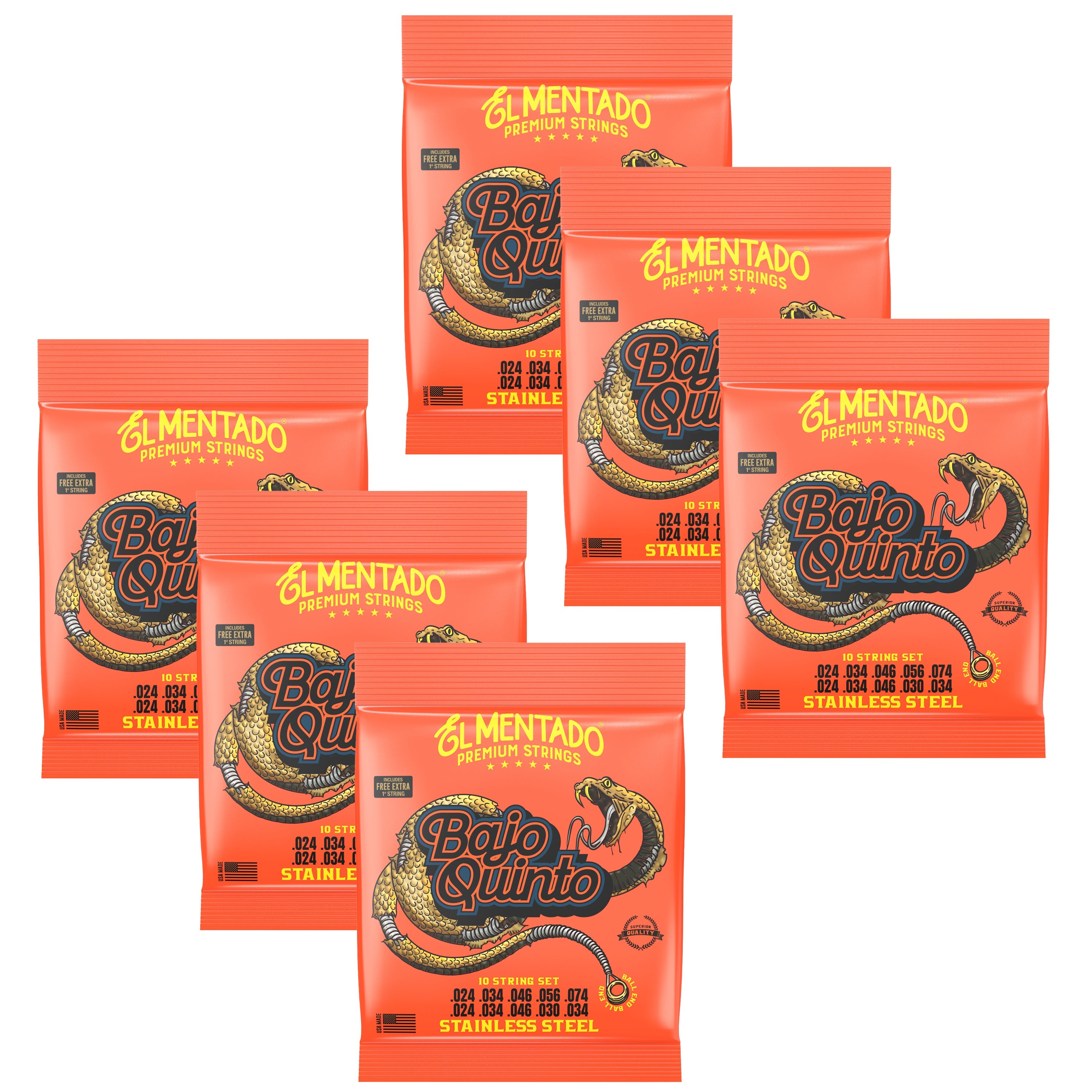 ACERO INOXIDABLE : Cuerdas Para Bajo Quinto (Ball End) 6-PACK | EL MENTADO™