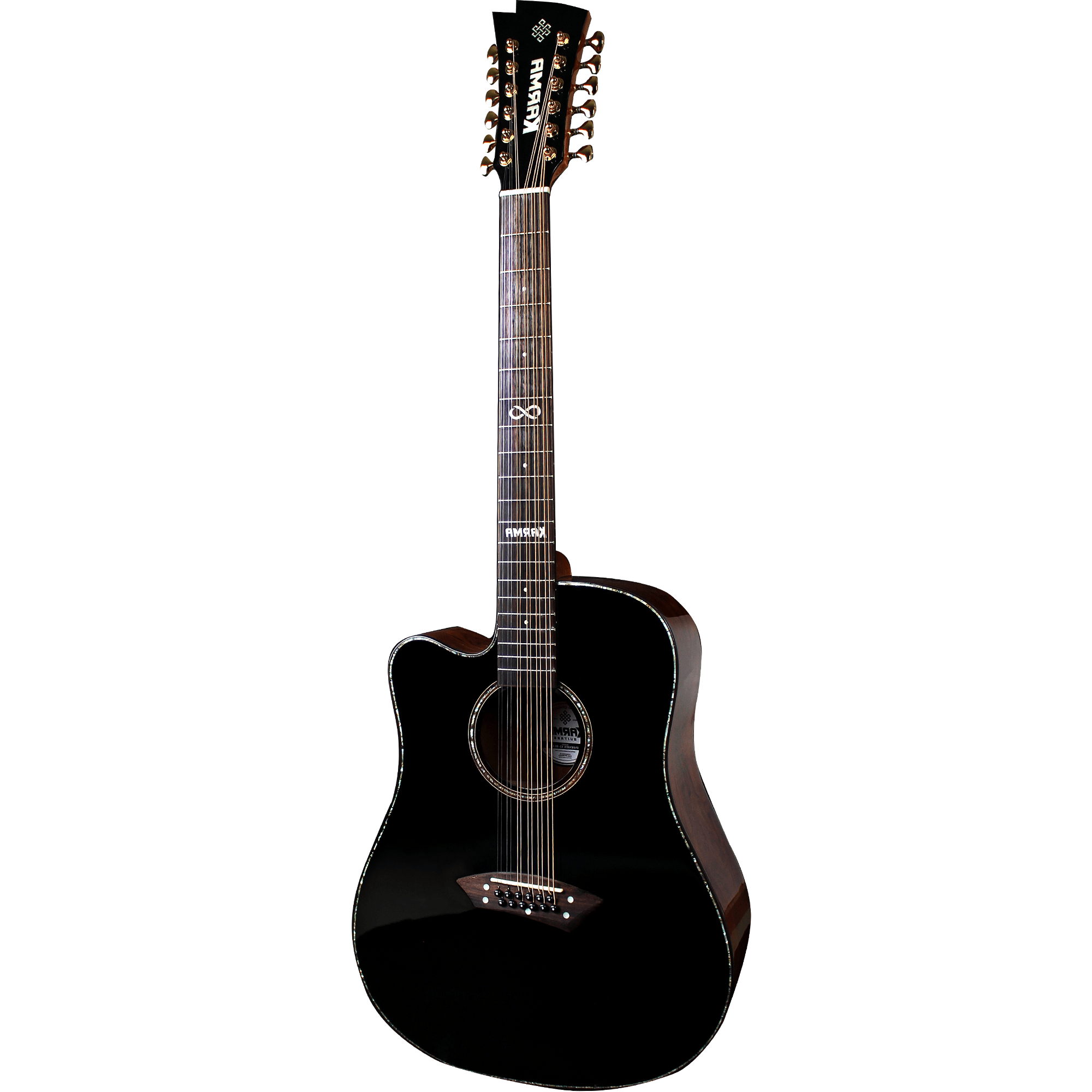 INFINITY 12 - BLK + ESTUCHE RÍGIDO | (Left - Handed) - Karma Guitars, Inc.