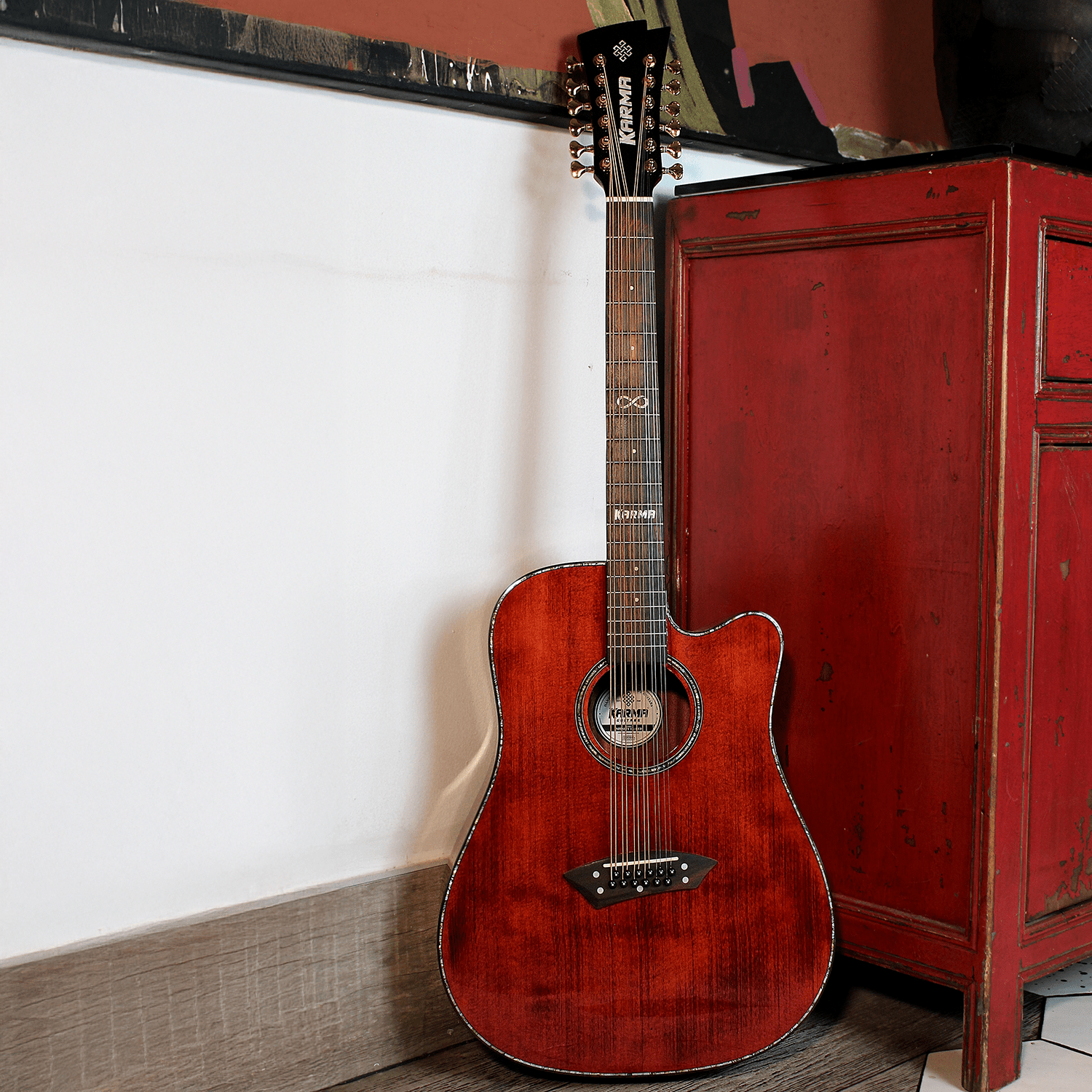 INFINITY 12 - BUR + ESTUCHE RÍGIDO | (Left - Handed) - Karma Guitars, Inc.
