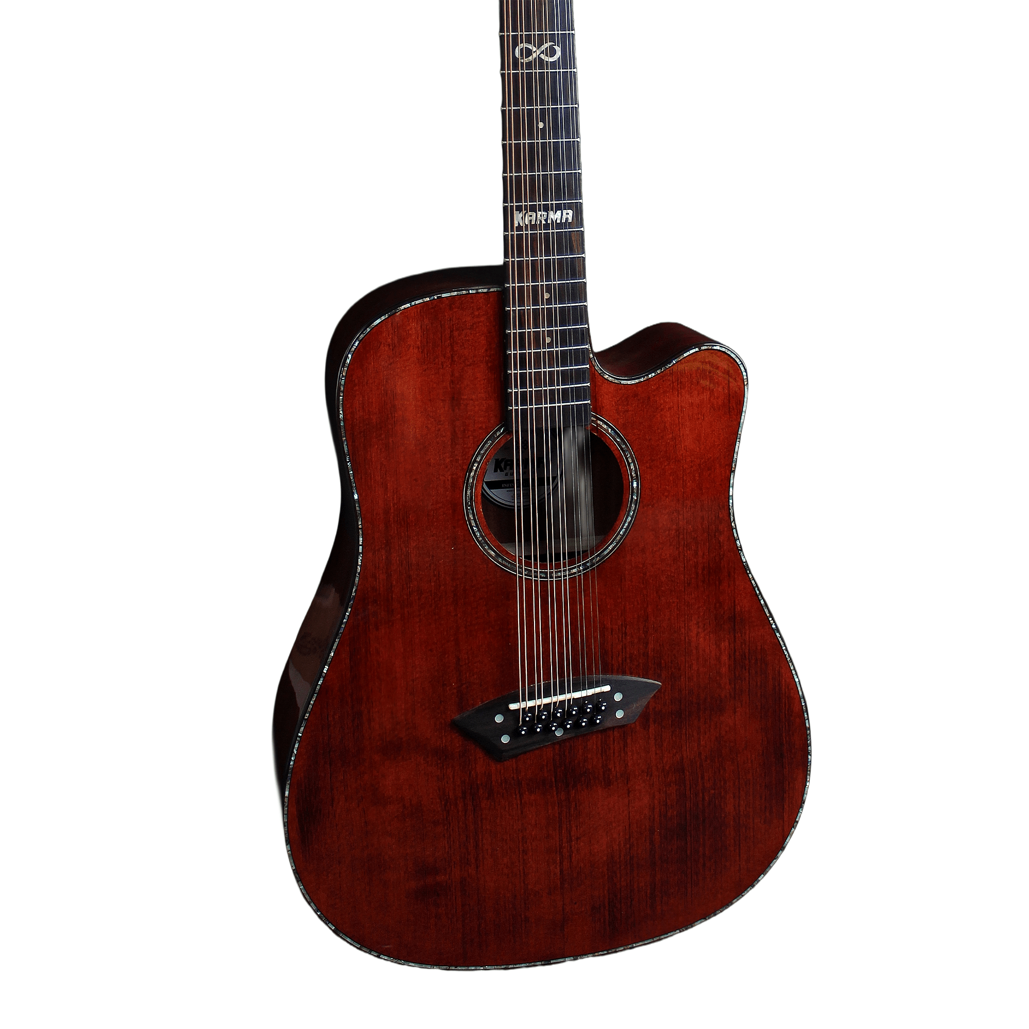 INFINITY 12 - BUR + ESTUCHE RÍGIDO | (Left - Handed) - Karma Guitars, Inc.