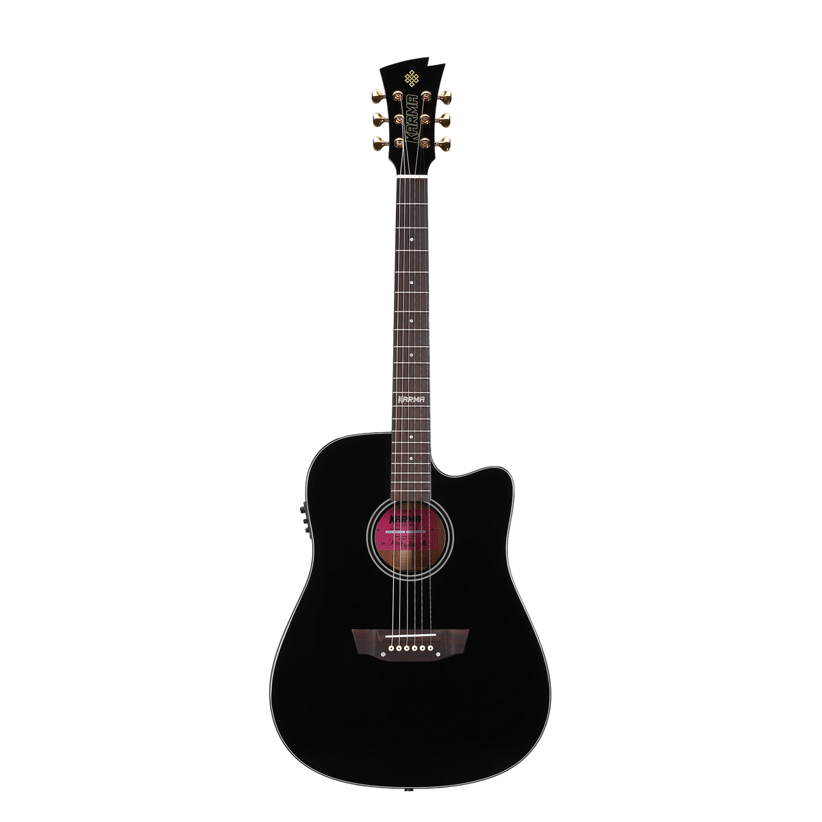 Guitarra Karma Lotus 6-BLK negra, tapa sólida (armonía)