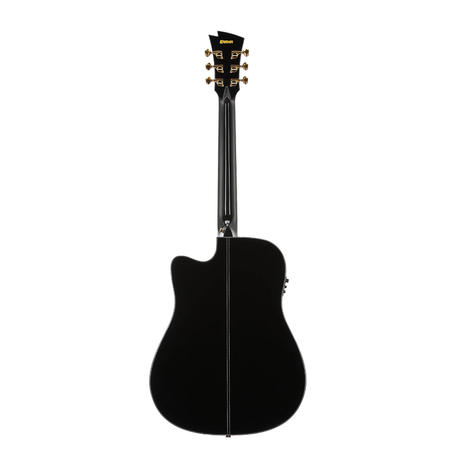 Guitarra Karma Lotus 6-BLK negra, tapa sólida (armonía)