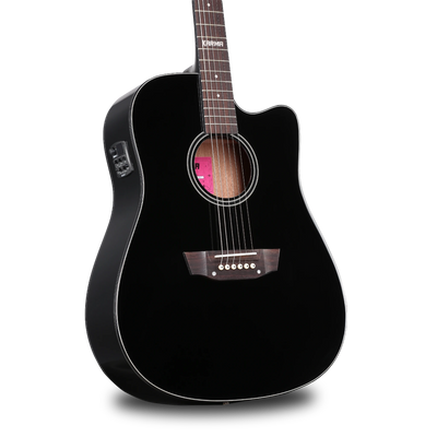 Guitarra Karma Lotus 6-BLK negra, tapa sólida (armonía)