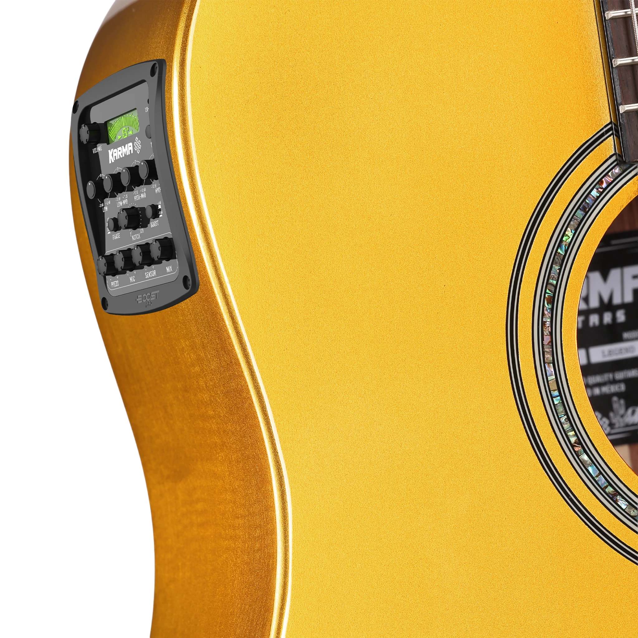 Guitarra Karma Legend 6-GLD Pro Deluxe Series Dorada sparkle (armonía)