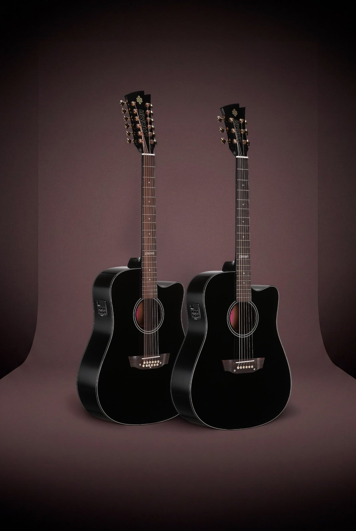 Karma Lotus BLK set: 12-string and 6-string guitar in black